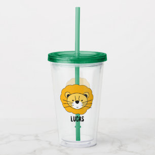 Copo De Acrílico Ilustração Personalizada do Leão Safari Cute