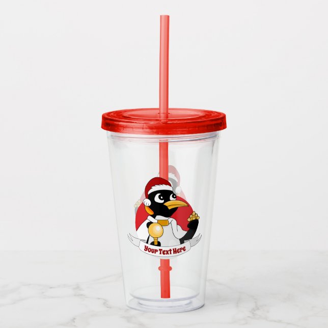 Copo De Acrílico Imperador pinguim de Natal desenho Acrylic Tumbler (Frente)