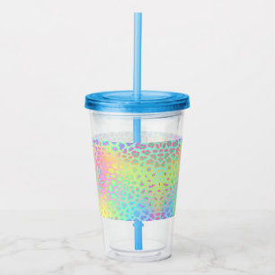 Copo De Acrílico Impressão do Pastel Rainbow Leopardo