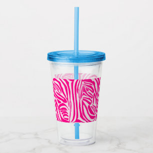 Copo De Acrílico Impressão zebra rosa