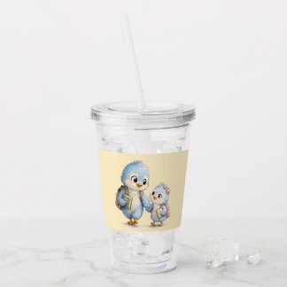 Copo De Acrílico Irmãos passarinhos fofos Tumbler de Acrílico