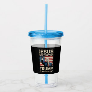 Copo De Acrílico Jesus É Meu Salvador Trump É Meu Presidente 47 EUA