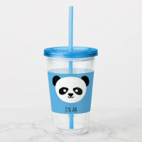 Kawaii Panda Cute Kids Blue Personalizado
