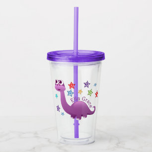 Copo De Acrílico Kids Purple Dinossaur Personalizado
