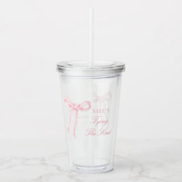 Copo De Acrílico Laço Rosa Ela Está Amarrando O Nó Lembranças Chá d