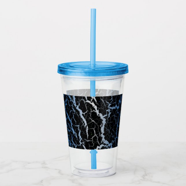 Copo De Acrílico Lava Espacial Rachada - Azul/Branco (Frente)