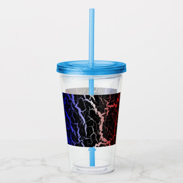Copo De Acrílico Lava Espacial Rachada - Azul/Branco/Vermelho (Frente)
