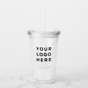 Copo De Acrílico Limpo de Tumbler Personalizado com Palha