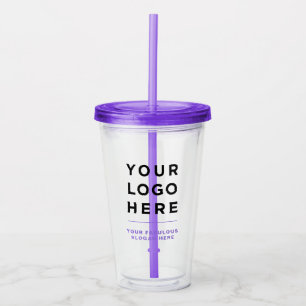Copo De Acrílico Limpo de Tumbler Personalizado com Palha