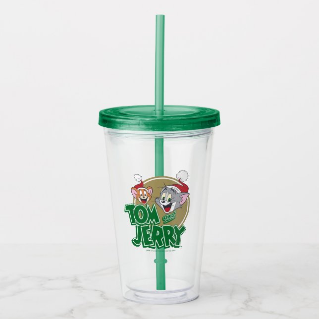 Copo De Acrílico Logotipo de Natal de Tom e Jerry (Frente)