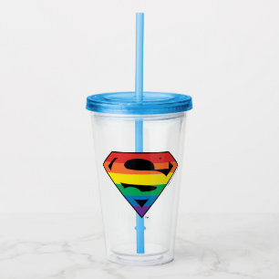 Copo De Acrílico Logotipo do Super-Homem arco-íris