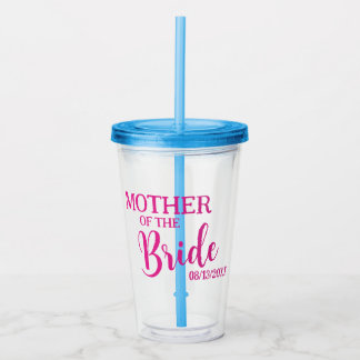 Copo De Acrílico Mãe da Noiva Festa Personalizada de Brida Rosa