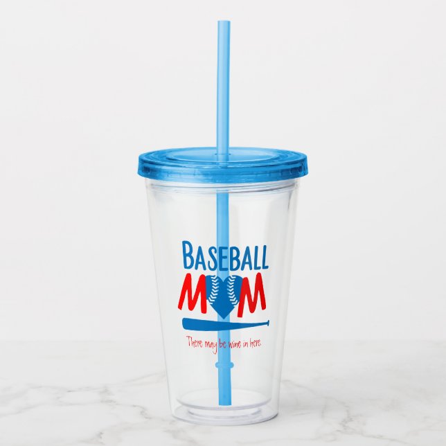 Copo De Acrílico Mãe engraçada de beisebol  (Frente)