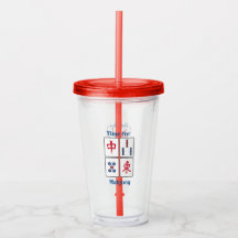 Mahjong Game Azulejo Acrylic Tumbler