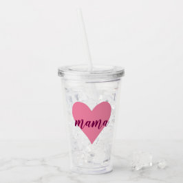 Copo De Acrílico Mama de Coração Rosa Tumbler - Presente de Dia de
