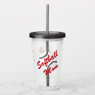 Copo De Acrílico Mamã vermelha do softball personalizada