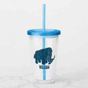 Copo De Acrílico Mamute Lanoso de Desenho Azul Personalizado