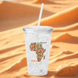 Copo De Acrílico Mapa de Sinalizador Pan-Africano do Nome Personali