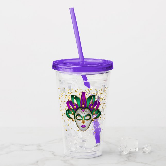 Copo De Acrílico Mardi Gras Acrylic Tumbler (Gelo frontal)