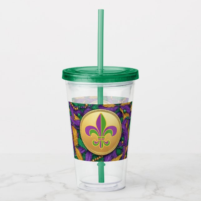 Copo De Acrílico Mardi Gras Fleur de lis (Frente)