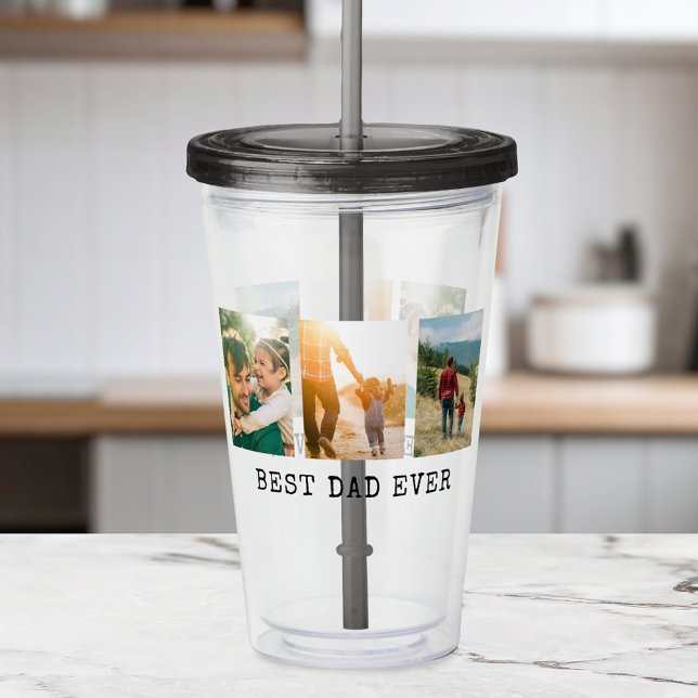 Copo De Acrílico Melhor Colagem de Fotos do Pai Nunca (Criador carregado)