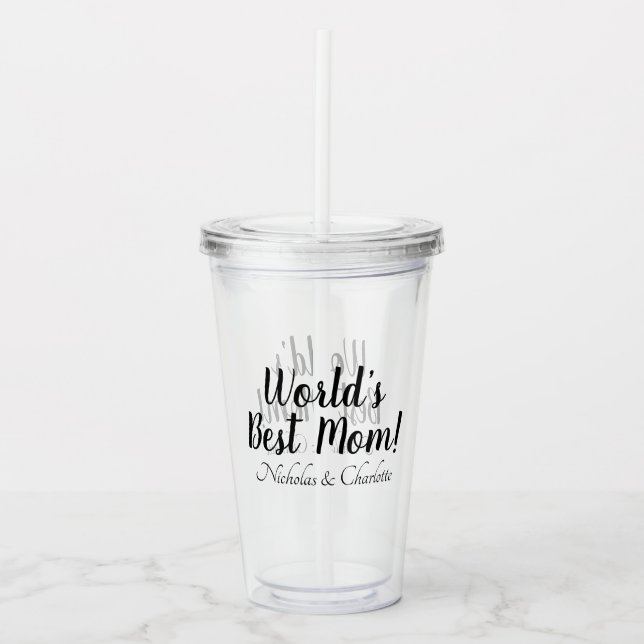 Copo De Acrílico Melhor mãe, na moda de script personalizado preto (Frente)