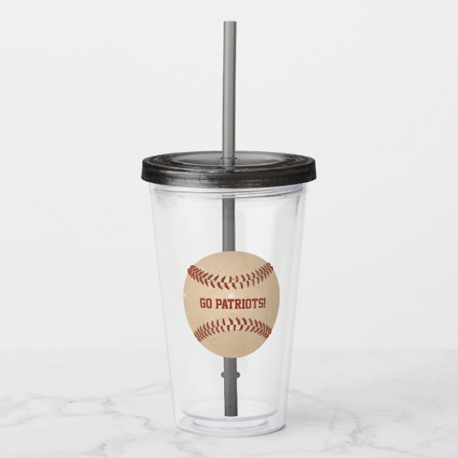 Copo De Acrílico Mensagem Personalizada Beisebol Distressed (Frente)