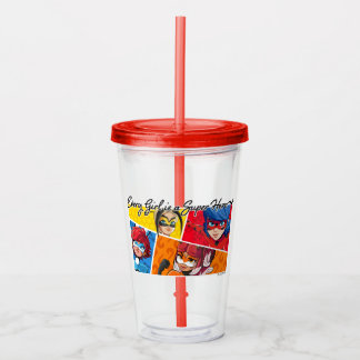 Copo De Acrílico Miraculosa Todas as Raparigas é Super Herói