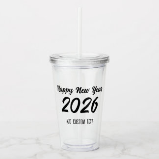 Copo De Acrílico Modern Custom Script 2026 Happy New Year