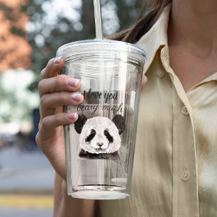 Copo De Acrílico Moderno Eu Amo Você Beber Um Panda Muito Preto E