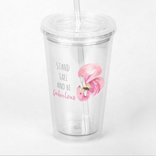 Copo De Acrílico Moderno Exótico Altura E Fabuloso Flamingo BE