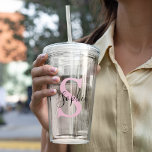 Copo De Acrílico Monograma de Nome Personalizado Moderno - Rosa<br><div class="desc">Monograma de Nome Personalizado Moderno - Rosa</div>