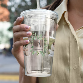 Copo De Acrílico Monograma Duas Fotografias | Quadro verde personal