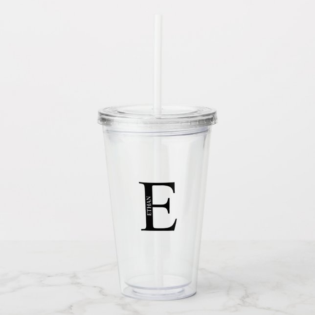 Copo De Acrílico Monograma e Nome Personalizados (Frente)