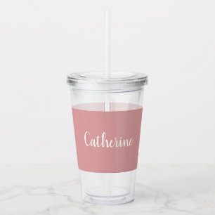 Copo De Acrílico Monograma personalizado, caligrafia cor-de-rosa