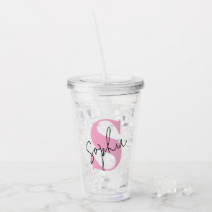 Copo De Acrílico Monograma Personalizado de Tumbler Acrílico Elegan