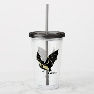 Copo De Acrílico Morcego Preto Voador Personalizado