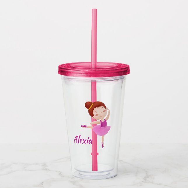 Copo De Acrílico Mug de Balé Personalizável com Nome - Ballerina Cu (Frente)
