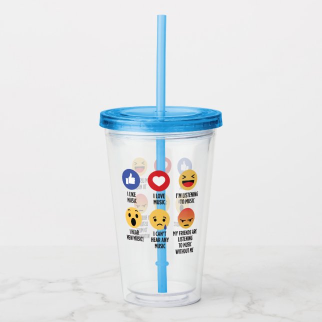 Copo De Acrílico Music Emojis (Frente)