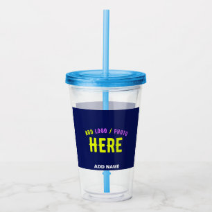 COPO DE ACRÍLICO NA MODA MODERNO PERSONALIZADO MARINHO AZUL VERIFIC