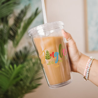 Copo De Acrílico Natal Tipografia Feriado Feriado de Joy Joy Cute N