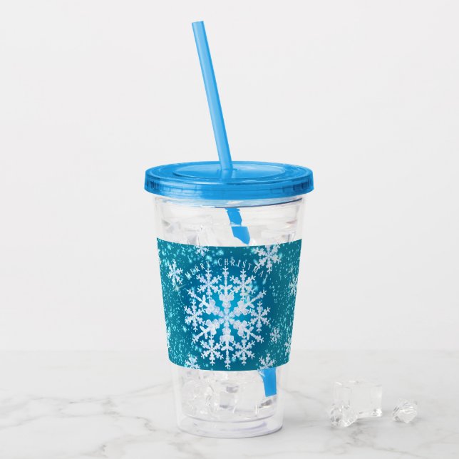 Copo De Acrílico Neve Flocos Aqua White Acryler Tumbler (Gelo frontal)