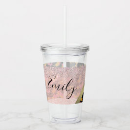 Copo De Acrílico Nome Monograma do Sparkle de Impressão Animal