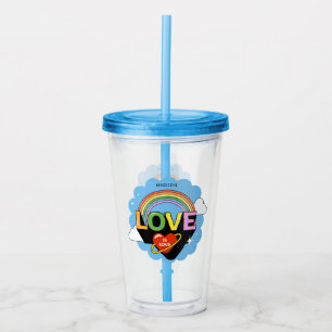 Copo De Acrílico Nome Personalizado "Amor É Amor"