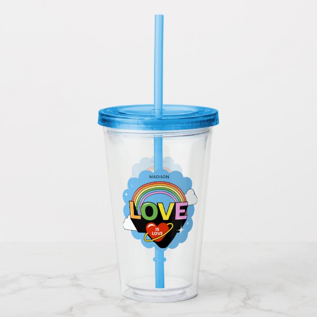 Copo De Acrílico Nome Personalizado "Amor É Amor" (Frente)
