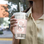 Copo De Acrílico Nome Personalizado Moderno Monograma Pastel Rosa<br><div class="desc">Nome Personalizado Moderno Monograma Pastel Rosa</div>