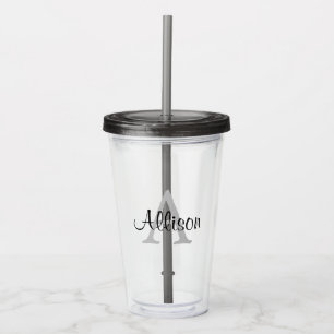 Copo De Acrílico Nome Personalizado Monograma Acrílico Tumbler
