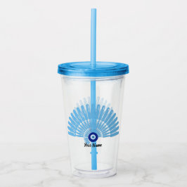 Copo De Acrílico Nome Personalizado Olho Gordo Férias de Verão Azul