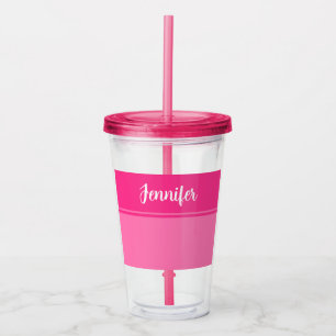 Copo De Acrílico Nome Personalizado Simples e Bonito de Strike Pink