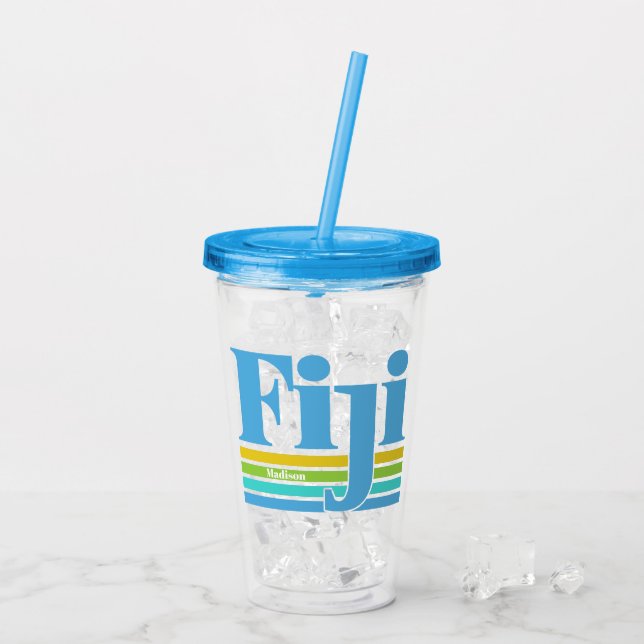 Copo De Acrílico Nome Personalizado / Texto Fiji (Gelo traseiro)